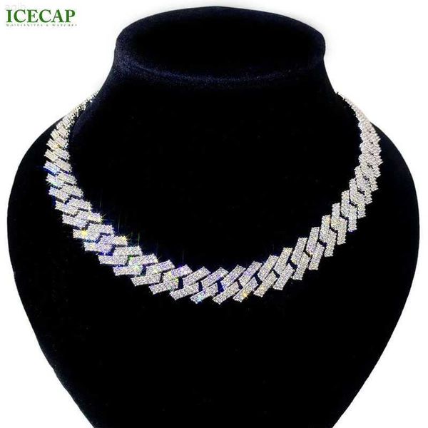 

icecap fashion ready to ship jewelry hip hop cuban necklace round moissanite s925 silver cuban link chains with certification