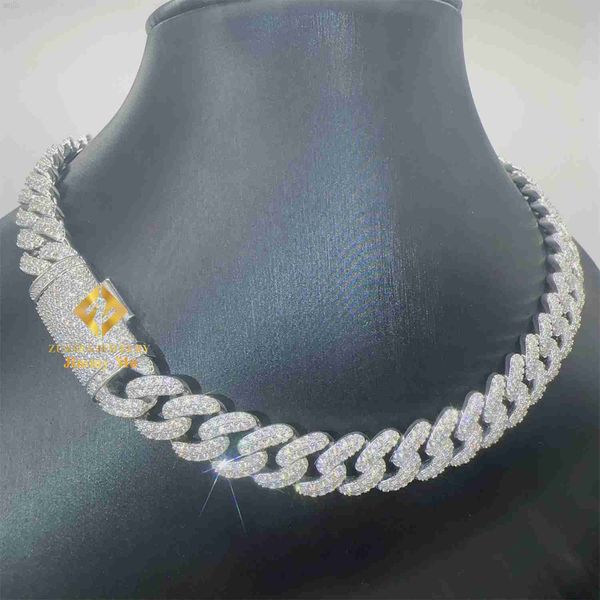 

12mm width wholesale price iced out man jewelry gra certificates pass diamond tester vvs1 moissanite cuban chain necklace, Silver