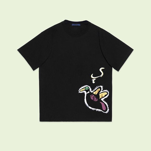 

23ss new woman men's solid t-shirts high end limited classic cartoon duck letter printing tee summer beach breathable casual fashion st, White;black