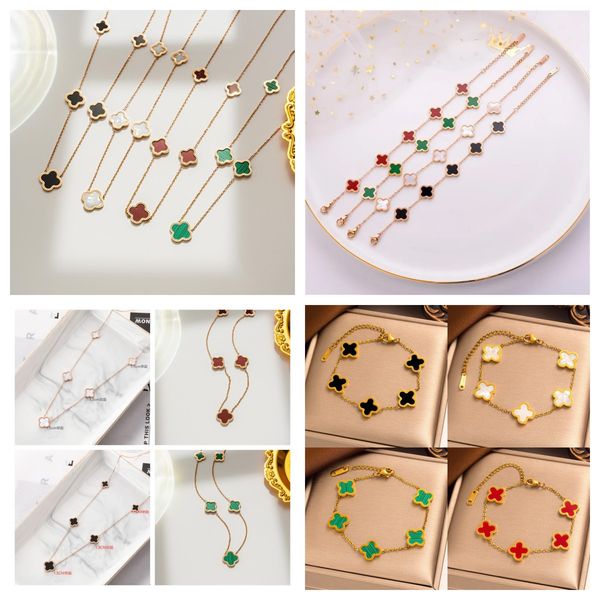 

brand pendant flower necklace 4/four leaf clover with diamonds elegant clover necklaces bracelet for woman jewelry gift high quality, Silver