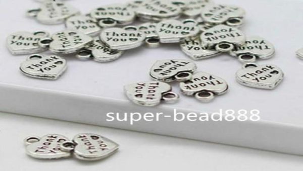 

500pcs antique silver bronze hearts letter thank you charms prndant for jewelry making 1012mm7582589, Bronze;silver