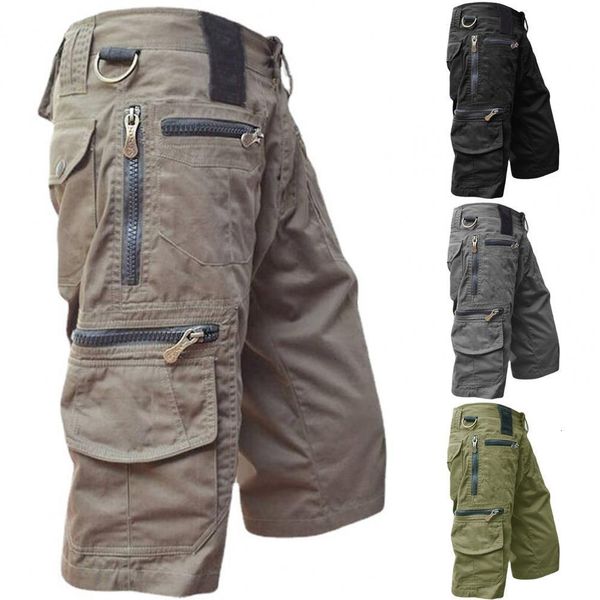 

mens shorts military cargo men tactical joggers solid color multi pockets summer relaxed fit straight streetwear 230721, White;black