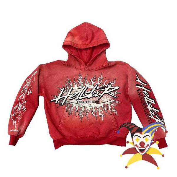 

red vintage hoodie men women nice washed oversized pullovers, Black;brown