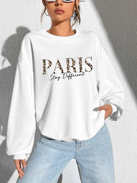 

essnce letter shoulder sweatshirt, White;black