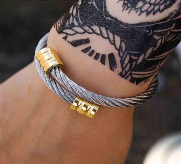 

special metal rope bangle hard industrial style fashion men bangles bracelets 8 colors wholesale7932633, Black