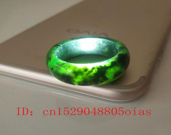

natural black green hetian jade ring chinese jadeite amulet obsidian charm jewelry hand carved crafts gifts for women men4731790, Golden;silver