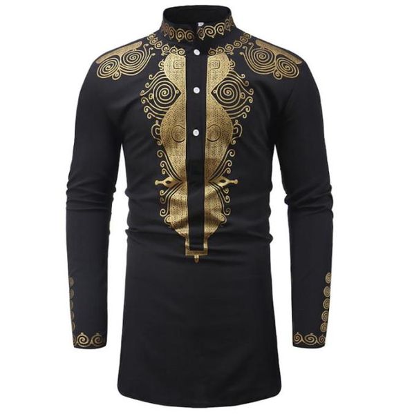 

whole mens hipster african print dashiki shirt new ethnic shirts men long sleeve stand collar shirts africa clothing camisa si22921452745, White;black