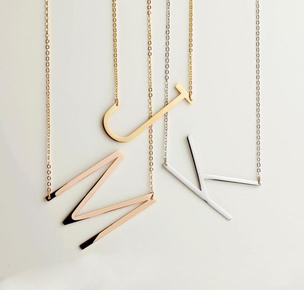 

fashion stainless steel letters pendant necklaces gold plated rose gold silver initials jewelry set for men and women4088670