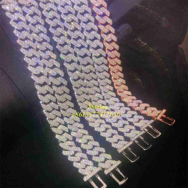 

custom pass diamond tester chain fit hip hop pendant vvs moissanite iced out 10k gold iced out cuban necklace, Silver