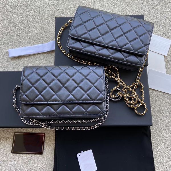 

10a super original quality women chain wallet real leather caviar lambskin zipper mini woc shoulder bag luxurys designers bags classic hangb, Red;black