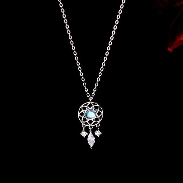 

tassel moonstone charm necklace for women creative pendant elegant party necklaces jewelry, Silver