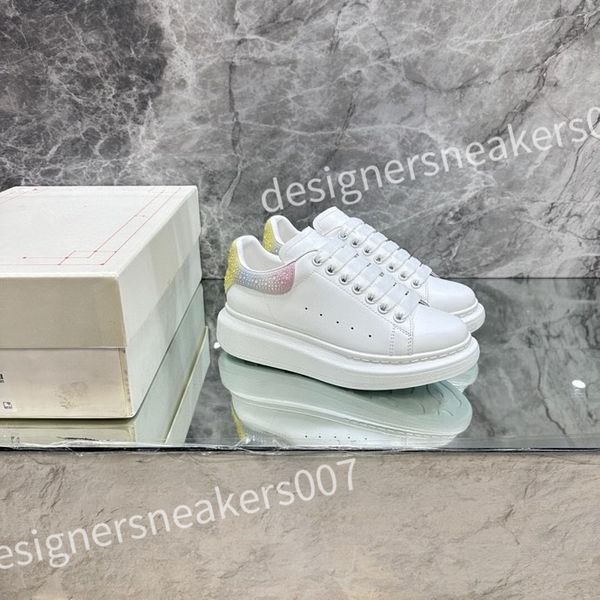 

designer women mens casual shoe fashion colorful crystal woman flats runway platform lace up trainers sneakers xsd230402, Black