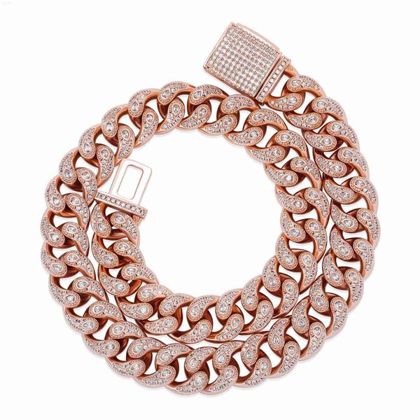 

yu ying new style sterling silver cuban chain 14mm ice out moissanite diamond hip hop cuban link chain rapper necklace