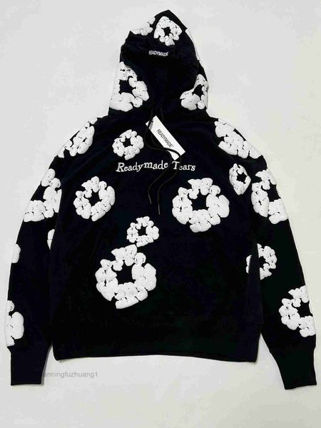 

falection mens readymade denim tears flower puff printed distressed 5x7t, Black