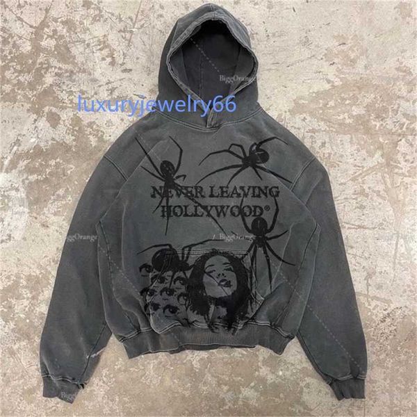 

men's hoodies sweatshirts spider print zip oversized hoodie men punk sport loose coat harajuku gothic streetwear long sleeve korean fas, Black