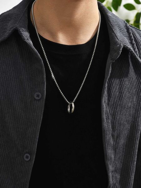 

1pc men ring pendant necklace stainless steel jewelry, Silver