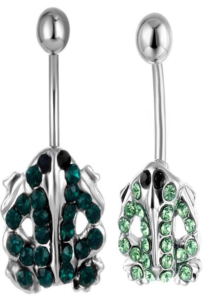

d0493 frog belly navel stud dkgreen ltgreen012345678811423, Silver