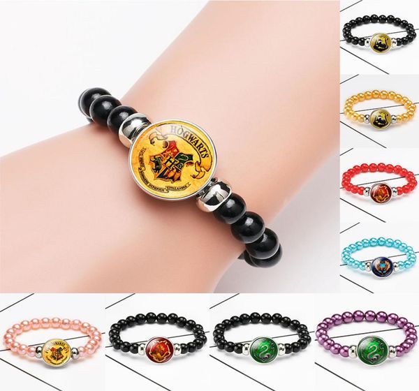 

10pc beaded charm bracelet for girls bead bracelet 18mm snap buttons bracelets time gemstone magic academy badge drop ship4599909, Black