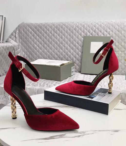 

summer luxury brand d'orsay sandals shoes women slingback tomxford lady chain heels party wedding dress pointed toe pumps eu35-43, Black