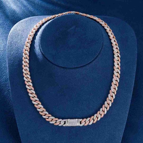 

gra certificate cuban chain vvs moissanite 10mm two tone hip hop custom silver cuban necklace