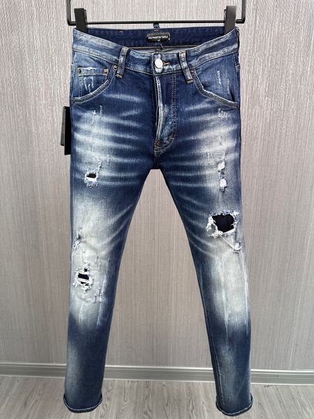 

dsq phantom turtle jeans men jeans mens luxury designer jeans skinny ripped cool guy causal hole denim fashion brand fit jean man washed pan, Blue