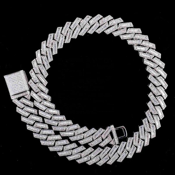 

custom hip hop jewelry 18mm vvs moissanite diamond miani cuban chain, Silver