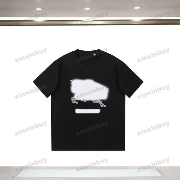 

xinxinbuy men designer tee t shirt 23ss paris horse letter embroidery short sleeve cotton women white black xs-l, Black;brown