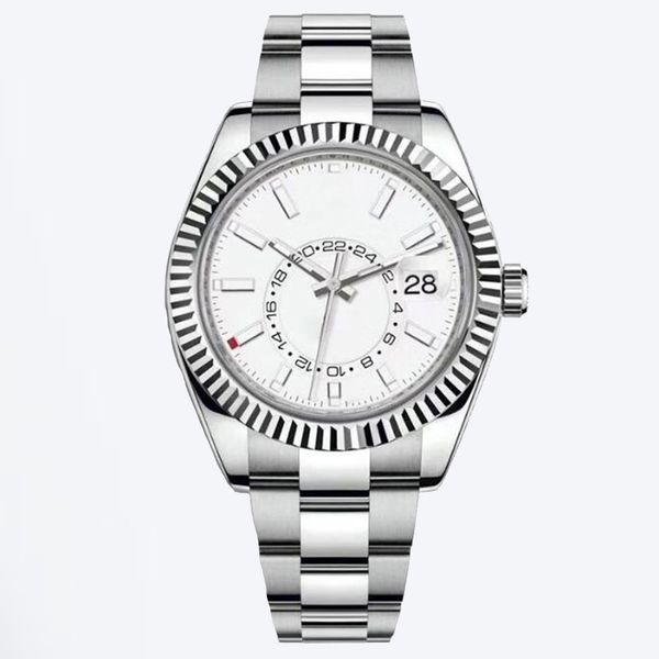 

mens designer watch luxurious watchs 8215 movemen 41mm mechanical sky dweller white dial heart folding buckle sapphire 904l stainless steel, Slivery;brown