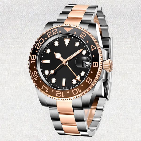 

mens watch luxury designer watch green face automatic mechanical ceramic fashion stainless steel band glow sapphire glass lens watch montres, Slivery;brown
