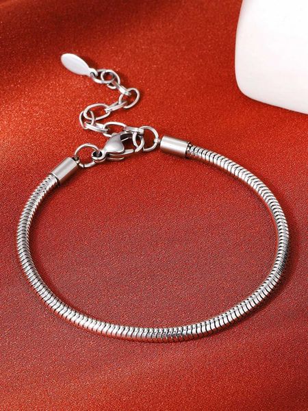 

1pc fashion stainless steel minimalist chain bracelet for women for daily decoration, Golden;silver