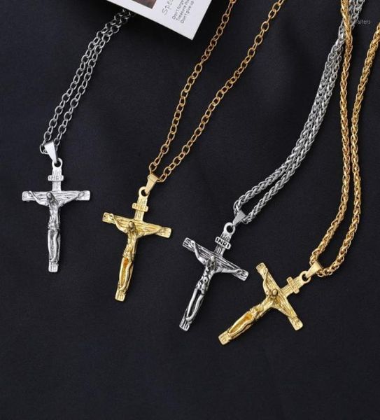 

chains necklace for man alloy jesus cross pendant gold and silver men039s hip hop keel chain4170317