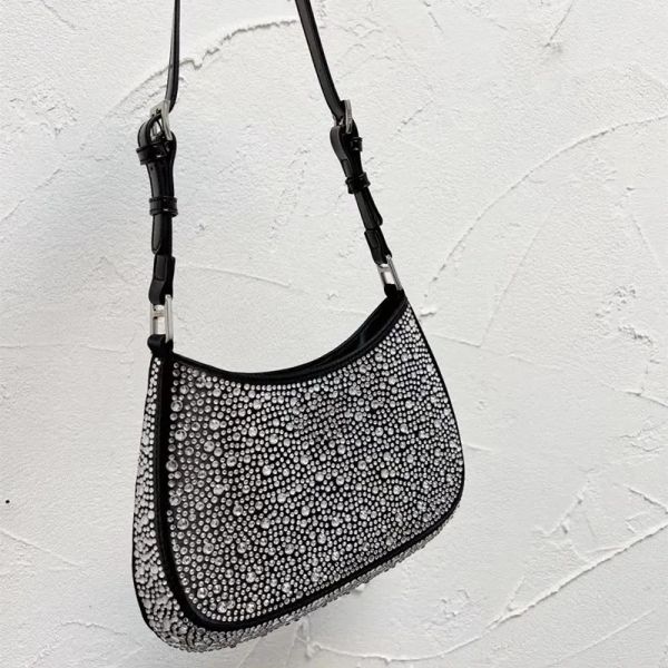 

luxury bead rhinestone shoulder bags women shiny diamond handbags hobos beading baguettes bling beads purses triangle glittering diamonds ha