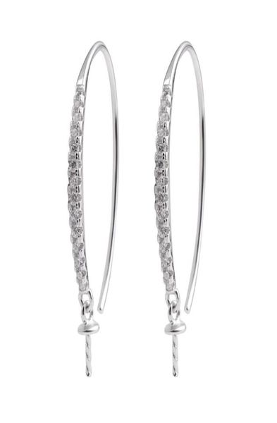 

earwire findings 925 sterling silver hook pearl drop earrings semi mounting cubic zirconia jewellery 5 pairs8457823, Slivery;crystal