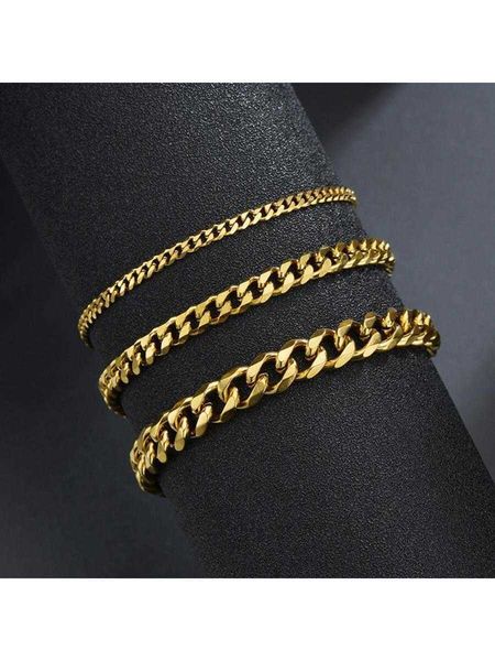 

1pc fashion chain bracelet for men for daily decoration friend's gift, Golden;silver
