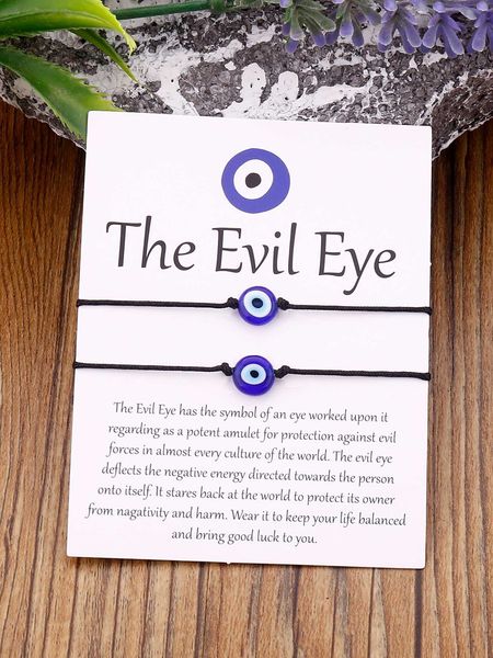 

women's fashion accessories 2pcs evil eye decor bracelet, Golden;silver