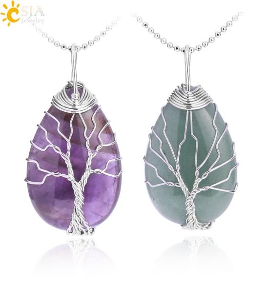 

jewelry accessories fashion jewelry pendants fashion jewelrypendants tiger eye tree of life crystal necklace natural stone pendant 3379837, Silver