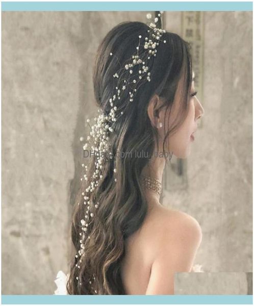 

jewelry brides beautiful multilayer pearl black hair hoop piece handmade headband wedding headdress bridal jewelry clips & barrettes dro9914, Golden;silver