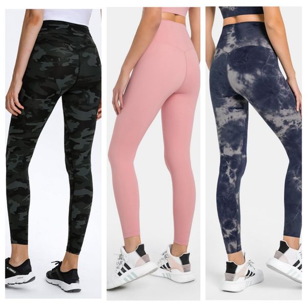 

lu -women's yoga legging wear sports lady's no embarrassment line pants lady's hip lift tight high waist nude fitness exercis