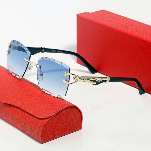 

luxury designer sunglasses for woman buffalo horn glasses mens rimless fashion sport carti sun glasses silver gold metal frame eyewear lunet, White;black