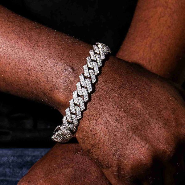

925 silver hip hop jewelry men vvs moissanite cuban link bracelet gold