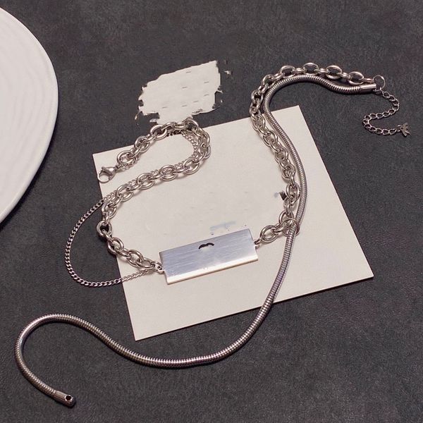 

designer c-letter pendant necklaces trendy chain crysatal choker brand channel necklaces for women wedding ccity party jewelry couple gifts, Silver
