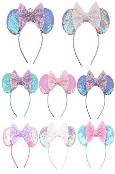 

hair accessories mouse ears headbands sequin bow hairband for kids girls glitter halloween party creatures theme costume1292554, Slivery;white