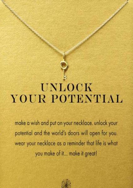

with card cute dogeared necklace with new keyunlock your potential silver and gold color no fade and 631131