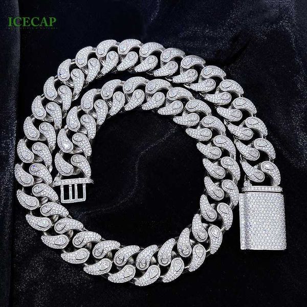 

custom moissanite cuban link chain men hip hop 925 silver white gold plated cuban chain necklace vvs moissanite link jewelry