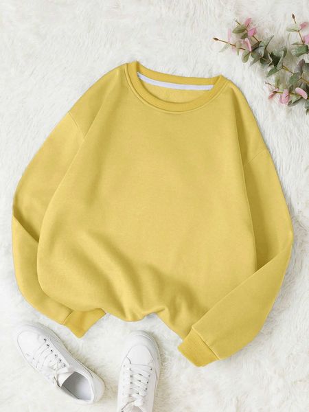 

shein lune solid thermal lined sweatshirt, White;black