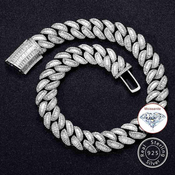 

factory custom hip hop thick 20mm vvs moissanite diamond cuban link chain men oem 925 silver iced out cuban bracelet