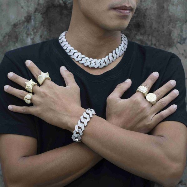 

luxury mens fashion jewelry 20mm moissanite cuban necklace vvs moissanite miami cuban link chain, Silver