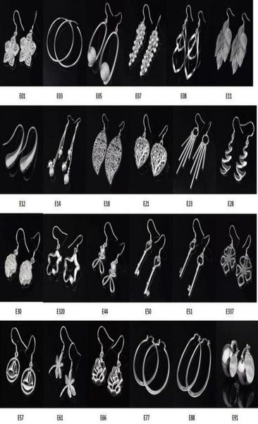 

stamped 925 mixed order 60 pcs 30 pair lot earrings 925 sterling silver jewelry factory fashion shine earrings2002721