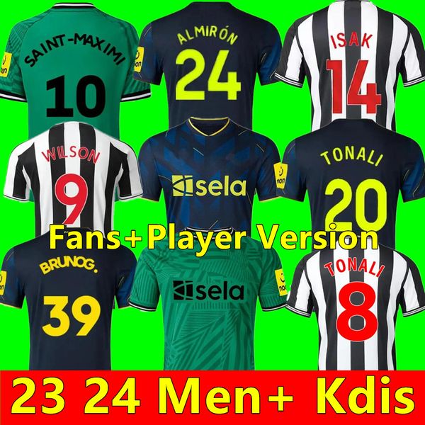 

23/24 tonali newcastles soccer jerseys kids kit 2023 2024 bruno g. wilson saint maximin isak uniteds football shirt goalkeeper home away thi, Black;yellow