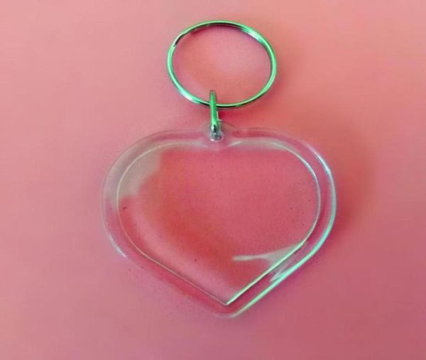 

50 pcs heart shaped diy acrylic blank picture frame keychains transparent blank insert po keychains pendant key ring jewelry ac4646852051, Slivery;golden